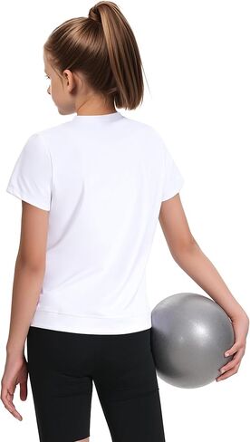 JOCMIC Girls Athletic Shirts Short Sleeve Cross Design Tshirt Yoga Gym Tee Tops for Kids in Kuwait