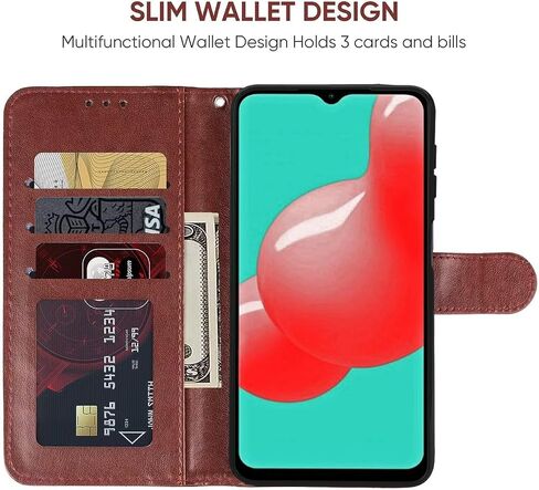 علبة Galaxy A32 4G ، Samsung A32 SM-A325F محفظة مع واقي شاشة زجاجية مقسمة ، غطاء هاتف بطاقة الائتمان من Mandala Flip ل Samsung Galaxy A32 4G Brown in Kuwait