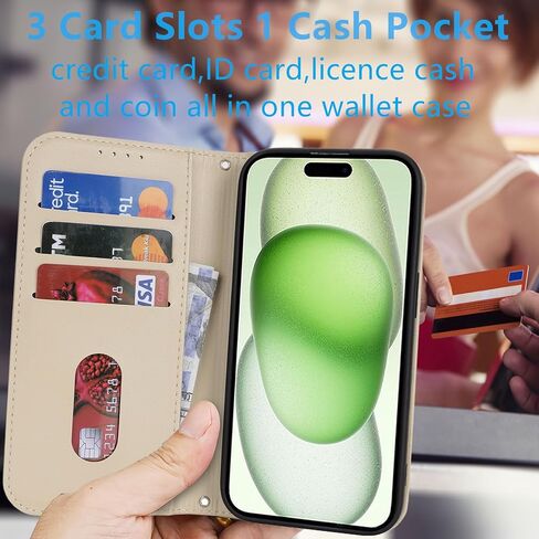 Jaorty Fit for iPhone 15 Plus 5G Phone Case Wallet with Wrist Strap for Women Men,Wallet Case for iPhone 14 Plus with Card Holder,Cash Pocket PU Leather Strong Magnetic with Kickstand,6.7" Black in Saudi Arabia