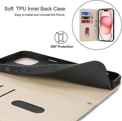 Jaorty Fit for iPhone 15 Plus 5G Phone Case Wallet with Wrist Strap for Women Men,Wallet Case for iPhone 14 Plus with Card Holder,Cash Pocket PU Leather Strong Magnetic with Kickstand,6.7" Black in Saudi Arabia