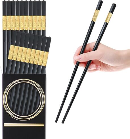 GLAMFIELDS 10 Pairs Fiberglass Chopsticks, Reusable Japanese Chinese Chop Sticks Dishwasher Safe, Non-Slip, 9 1/2 inches in Kuwait