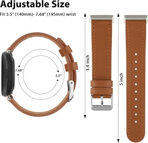 Leather Band for Fitbit Versa 4 / Versa 3 Bands, Fitbit Sense 2 / Sense Bands Women Men, Classic Soft Genuine Leather Straps Replacement Wristband for Fitbit Versa 4 / Sense 2 Smartwatch in Saudi Arabia