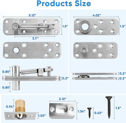 Hidden Door Hinge, Stainless Steel Heavy Duty Door Hinge,Swinging Pivot Hinge 360°Rotation, Hidden Door Hardware for Secret Door,Hidden Door Bookcase Hinge, Invisible Door Hinge（570Lbs） in Kuwait
