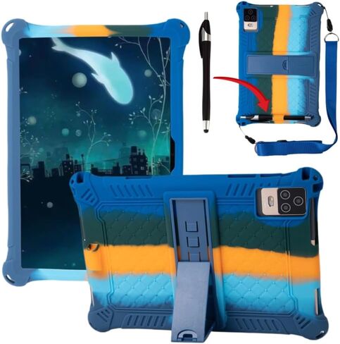 10.1-inch Case for Okaysea/BYYBUO/Hoozo/QunyiCO/PRITOM/plimpton/Onn 10.1-inch Android Tablet Universal with Lanyard/Stylus/Pen Holder Soft Case (Colorful Dark Blue) in Kuwait