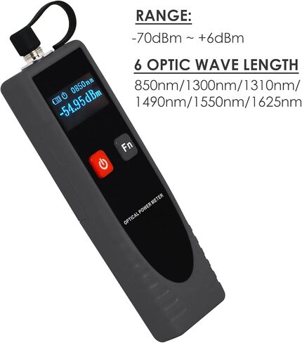 OPM Optical Power Meter Digital Power Factor Meter, -70~6dBm with 6 Optic Wave Length, Portable Fiber Optic Cable Tester with FC Converter for FC/SC/ST in Kuwait