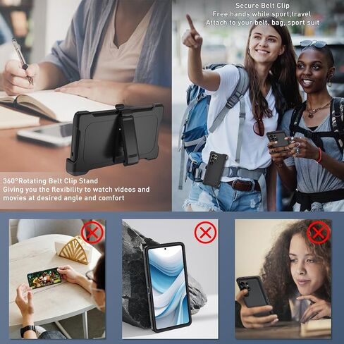 for Samsung Galaxy S25 Ultra case, S25 Ultra Heavy Duty case,with A Tempered Glass Screen Protector, [Military Grade Protective ] [Shockproof] [Dropproof] [Dust-Proof] (with Belt Clip-Black) in Saudi Arabia