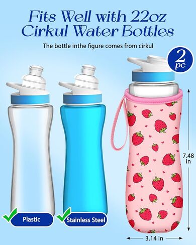 Water Bottle Sleeve for Cirkul 22 oz - 2 Pack Bottle Cover Holder Carrier with Handle Strap in Kuwait