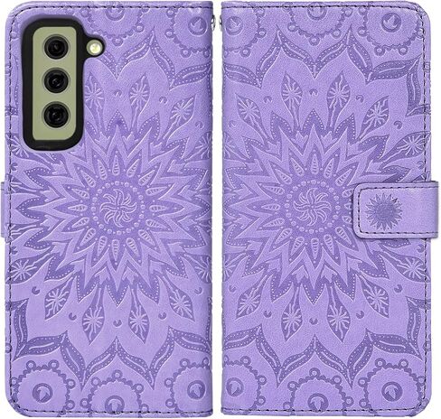 Asuwish Phone Case for Samsung Galaxy S21 FE Gaxaly S 21 FE 5G Wallet with Tempered Glass Screen Protector Leather Slim Flip Cover Card Holder Stand Cell Glaxay S21FE5G UW S21FE 21S G5 Women Purple in Saudi Arabia