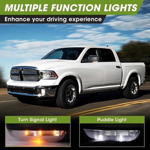 Driver Side Mirror for 2009-2018 Ram 1500 2010-2018 Ram 2500 3500 2019-2024 1500 Classic Ram Tow Mirror Power Heated Turn Signal Puddle Light Manual Folding-Left (Textured Black) in Kuwait