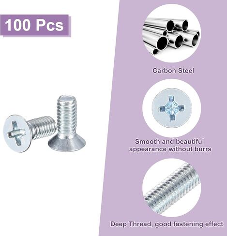 uxcell 100 pcs M3-0.5x8 Machine Screws Phillips Pan Cross Head Screws Fasteners Bolts Carbon Steel Blue for Wall Socket,House Repairs in Saudi Arabia