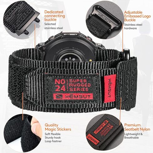 شاهد عصابات متوافقة مع Huami Amazfit T-Rex 3 ، Super Rugged Nylon Hoop و Loop Wide Sports Strap لـ T Rex 3 ، فرقة استبدال العسكرية للرجال in Kuwait