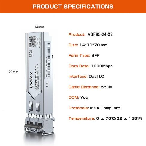 ipolex 2.5G SFP Transceiver OC48, 1310nm SMF, up to 10 km, for Cisco, Fortinet, Meraki, Ubiquiti, Mikrotik, and Other Open Switches in Saudi Arabia