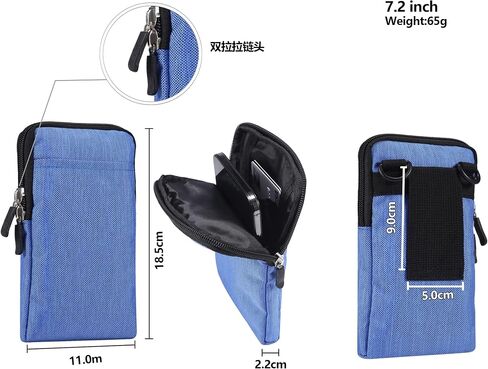 Small Crossbody Cell Phone Bag, Phone Waist Bag Black, 6.9" Ladies Men Travel Shoulder Crossbody Pouch with Shoulder Strap Zipper Handbags Wristlet Pocket Wallet Belt Clip with Locking Carabiner Hook in Kuwait