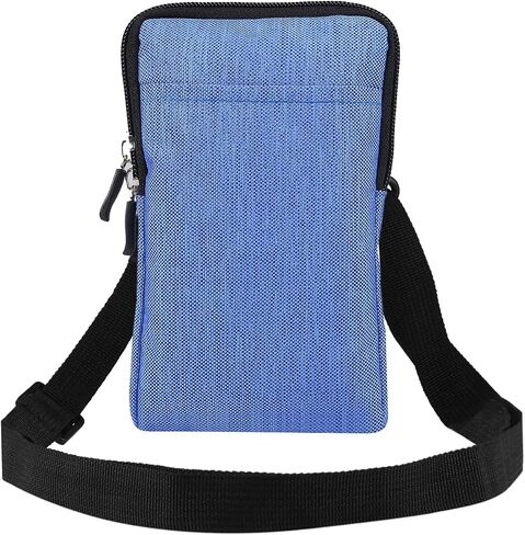 Small Crossbody Cell Phone Bag, Phone Waist Bag Black, 6.9" Ladies Men Travel Shoulder Crossbody Pouch with Shoulder Strap Zipper Handbags Wristlet Pocket Wallet Belt Clip with Locking Carabiner Hook in Kuwait