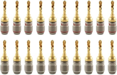 Nakamichi Fanlock Excel Series 24K Gold Plated BFA Banana Plug 10 AWG-18 AWG Gauge Size 4mm للمكبرات الصوت مضخم صوت Hi-Fi Stereo Home Home Cable Cable Audio Audio Cable Quick Cable ، 2 PCS (1-pair) in Kuwait