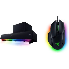 Razer Leviathan V2: Multi-Driver PC Gaming Soundbar with Subwoofer & Basilisk V3 Customizable Ergonomic Gaming Mouse: 26K DPI Optical Sensor - 11 Programmable Buttons - Classic Black