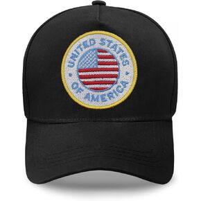 American Flag Baseball Cap for Men Women,Adjustable Low Profile Hat, USA Gifts Black
