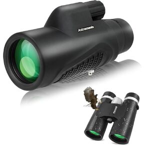 Astromania 8x42 Compact Binoculars - Bundle with - 8X42 HD K9 Prism Monocular Telescope