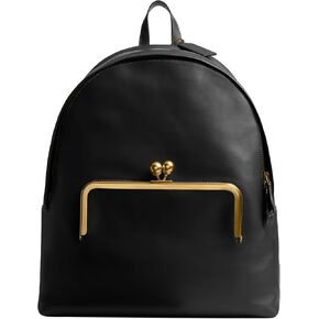 Coach Women's KISSLOCK Frame Backpack, B4/Dark Brown, One Size