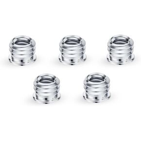 Metal 1/4"-20 Female to 3/8"-16 Male Screw Adapter Reducer Bushing Converter for DSLR Camera, Tripod, Monopod, Ball Head, Video Light Stand - Easy Mount Thread Adapter (5 Pieces)