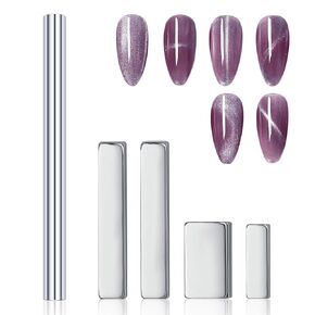 Cat Eye Magnet for Nails, 5 Pcs Double Ended Cylindrical Strong Nail Magnet Set, Magnet Stick for 3D Cat Eye Gel Polish, Super Long Nail Polish Magnet Pens, Home DIY, Salon, Studio…