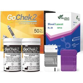 MicroTech Blood Glucose Test Strips & Lancets, 180d Opening Valid, Immune to Blood Oxygen, Only for Gocheck2, 200 Count.