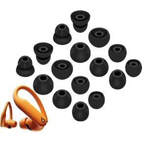 [ 8 Pairs ] for Powerbeats Pro 2 Ear Tips L/M/S/Double Flange 4 Size Soft Silicone Replacement Fit in Case Eartips Earbuds Wing Earplug Gel Cover Compatible with Powerbeats Pro 2nd Black