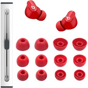 hopopower 6 Pairs Replacement Silicone Ear Tips Compatible with Beats Studio Buds/Fit Pro/Studio Buds +, Silicone Earbuds Eartips Buds Cover Set for Beat Studio Buds(Red)