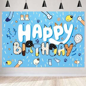 Blue Dog Birthday Party Background Decoration Photography Vinyl Photo Blue Dog Birthday Background Decoration (7x5FT)