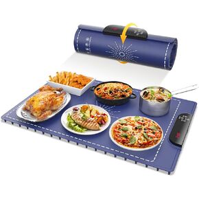 Food Warmer Mat, Electric Counter Warming Mat for Countertop, 9 Timer Control, 11 Temperature Settings, Heating Tray for Buffets, Parties, Food Warmer Mat for Home and Events, White