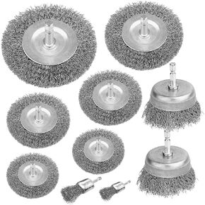 10 Pcs Wire Wheel Cup Brush Drill Set, Brass Coated Wire Brush Drill Attachment with 1/4-Inch Hex Shank Metal Brush Kit for Rust Removal, Polishing and Abrasive in Saudi Arabia