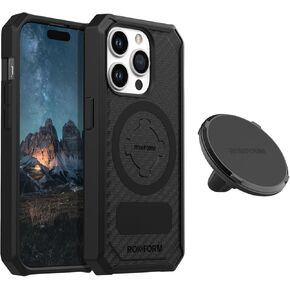 Rokform - iPhone 15 Pro Rugged Case + Super Grip Dual Magnet Vent Mount for Car, Truck, or Van