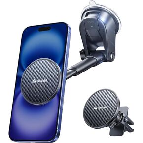 andobil for MagSafe Car Mount [85+LBS Strongest Suction & 2025 Military-Grade N55] Retractable Magnetic Phone Holder for Car Dashboard Windshield Vent, Car Phone Holder for iPhone 16 Pro Max 15 14 13