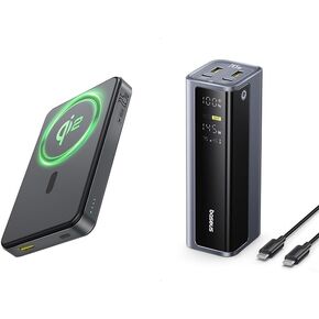 Baseus 145W 20,800mAh 4-Port Laptop Portable Charger and QI2 Magnetic Portable Charger