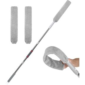Upgraded Microfiber Feather Duster,4 Dust Cleaning Heads Reusable Cobweb Duster with Up Grade 79 inches Extra Long Extension Pole for Cleaning Ceiling Fan, High Ceiling, Blinds, Furniture & Cars