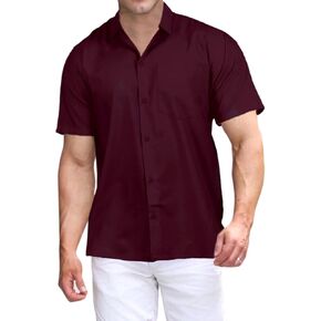 قمصان رجالي LA LEELA بأكمام قصيرة وأزرار للأسفل قمصان غير رسمية للشاطئ والصيف قميص عمل متين قمصان ذات ياقة للمخيم والعطلات للرجال in Kuwait