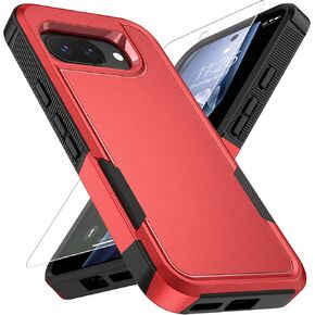 for Google Pixel 9A Case with HD Screen Protector, Military-Grade Shockproof & Dual-Layer Protection, Anti-Slip Grip Design Phone Case, Black