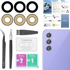 2 Pack for Samsung Galaxy A54 Back Rear Camera Lens Glass Replacement with [Camera Lens Protector]+ Pre-Installed Adhesive Include Repair Tool Set+Installation Manual