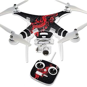 MightySkins Skin Compatible with DJI Phantom 3 Standard Quadcopter Drone wrap Cover Sticker Skins Red Dragon