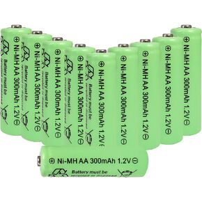 Rechargeable NiMh AA 300mAh Batteries, Pre-Charged Double A 1.2v Battery for Outdoor Solar Garden Landscape Lights,Power Lantern Lights,10 Pack AA Solar Light Batteries