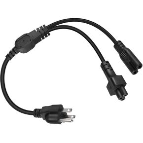 NEMA 5-15P to C5 + C7 Power Cord Splitter, US C7 & C5 Y Type Splitter Power Cord, 125V US 3 pin Plug 5-15p to C7 and C5 Power Cable for Printers, Laptops, Printers 1.6FT