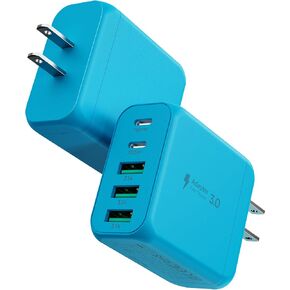 USB C Charger Block,EIZLXQ Type C Charger Fast Charging,Total 50W 5-Port USB Wall Charger Multiport Type C Charging Block Cube for iPhone 16 15 14 13 12 11 Pro Max XS, iPad, Samsung & More-White