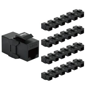 Tecmojo Cat6 RJ45 Keystone Coupler, Female to Female Ethernet Coupler for Wall Plate & Patch Panel, Black, 25-Pack