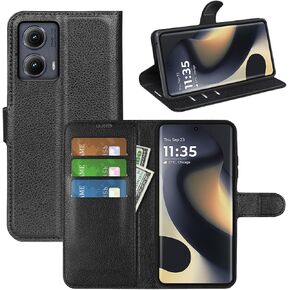 Flip Case for Motorola Edge 2024 Wallet PU Leather Magnetic Protective Cellphone Case for Moto Edge (2024) Folio Book Cover with Stand (Black)