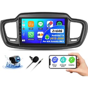Camecho 2g+64g Android 13 Wireless Carplay/Android Auto Car Radio for Kia Sorento Mk3 2015-2020،10.1 "