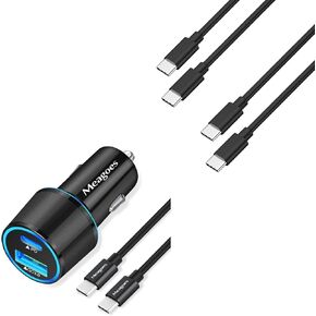 48W 2-Port Fast Charging USB C Car Charger Adapter with 3-Pack 3.3ft 65W Fast Type C Charging Cable Compatible for iPhone 15 and Samsung