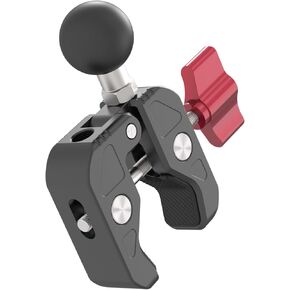 Handlebar Clamp Mount Base with 1'' TPU Ball Head, Compatible with Ball Head Mounts Double Socket Arm & Motorcycle Ebike Bike Phone Mount Holder, CNC Machining Aluminum Alloy,78017