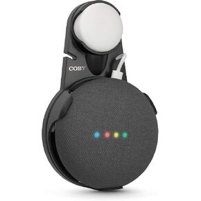 Coby Wall Outlet Mount Holder for Google Home Mini, Smart Speaker Device Accessory with Cable Cord Plug Management - Black