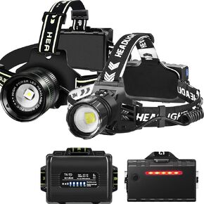 2pcs LED Rechargeable Headlamp, High Lumens Super Bright Headlight