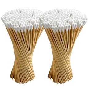 500PCS Gun Cleaning Swabs in Storage Box - Lint Free Pistol Cleaning Swabs - Gun Cleaning Cotton Swab with Bamboo Handle - Highly Absorbent Gun Cleaning Supplies Swabs for Precision Cleaning, Applying